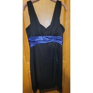 Scarlett Nite Black Sheer Dress with Dark Blue Metallic Accent at Waist